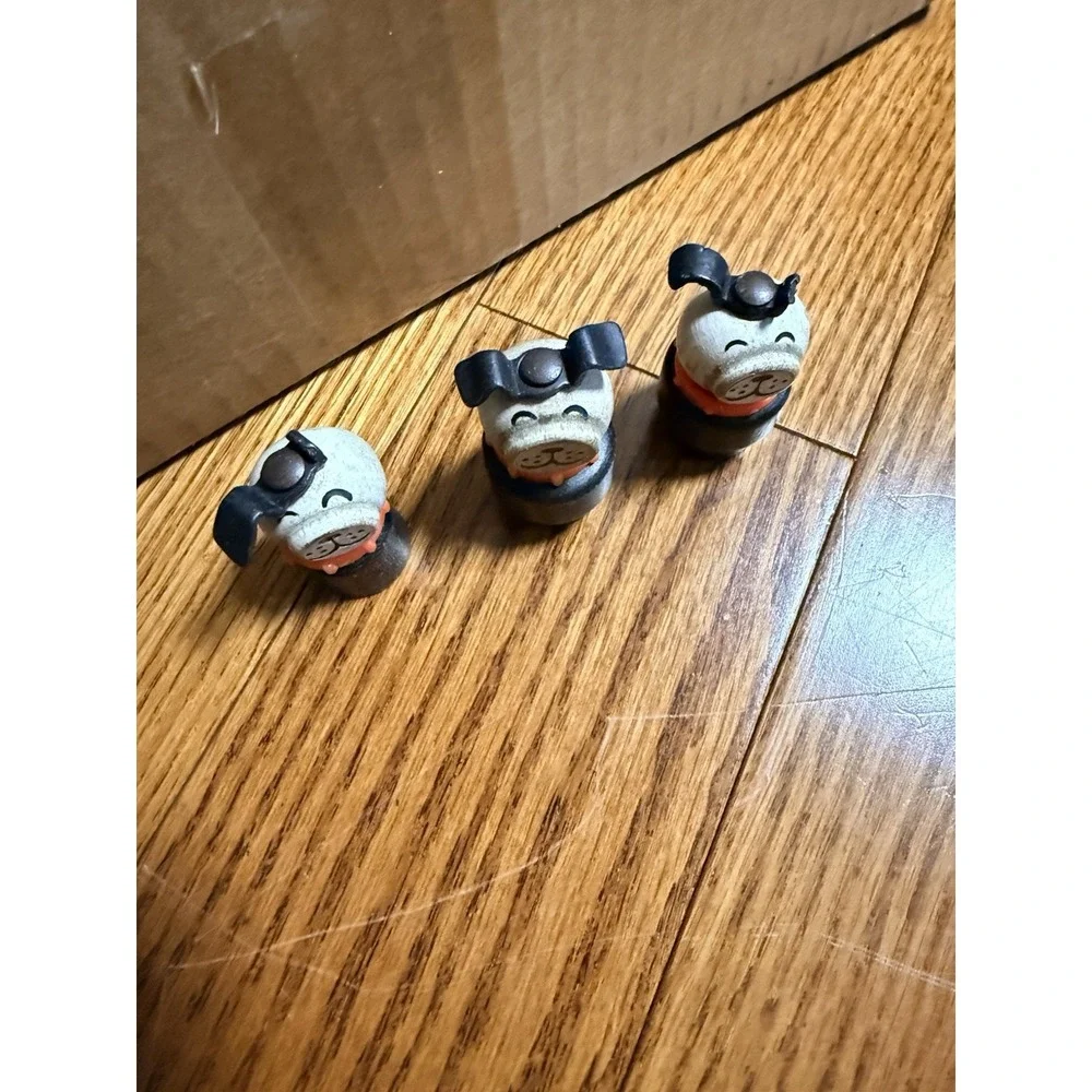 Fisher Price Little People Dog Black White Red Collar Vintage‎ Wood Wooden